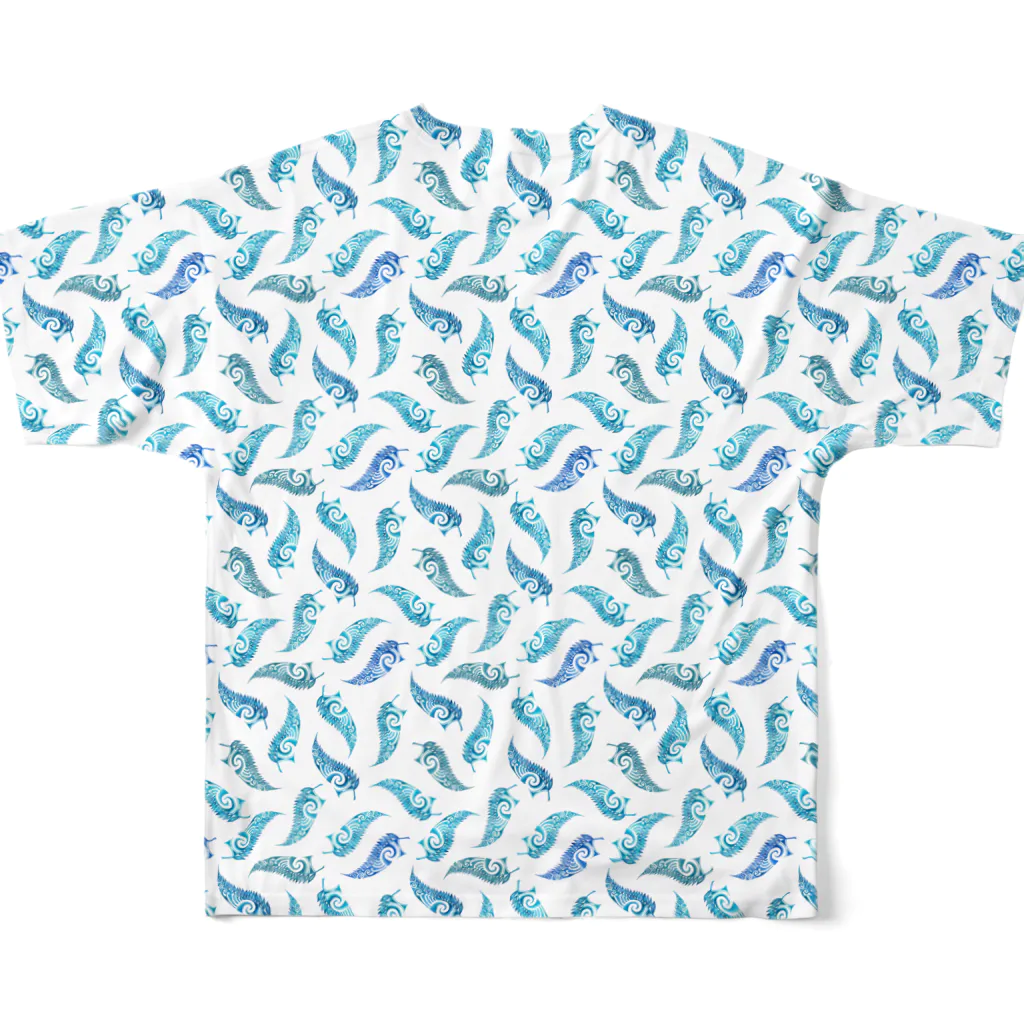 Julia_Madokaのブルーコル・パターン All-Over Print T-Shirt :back