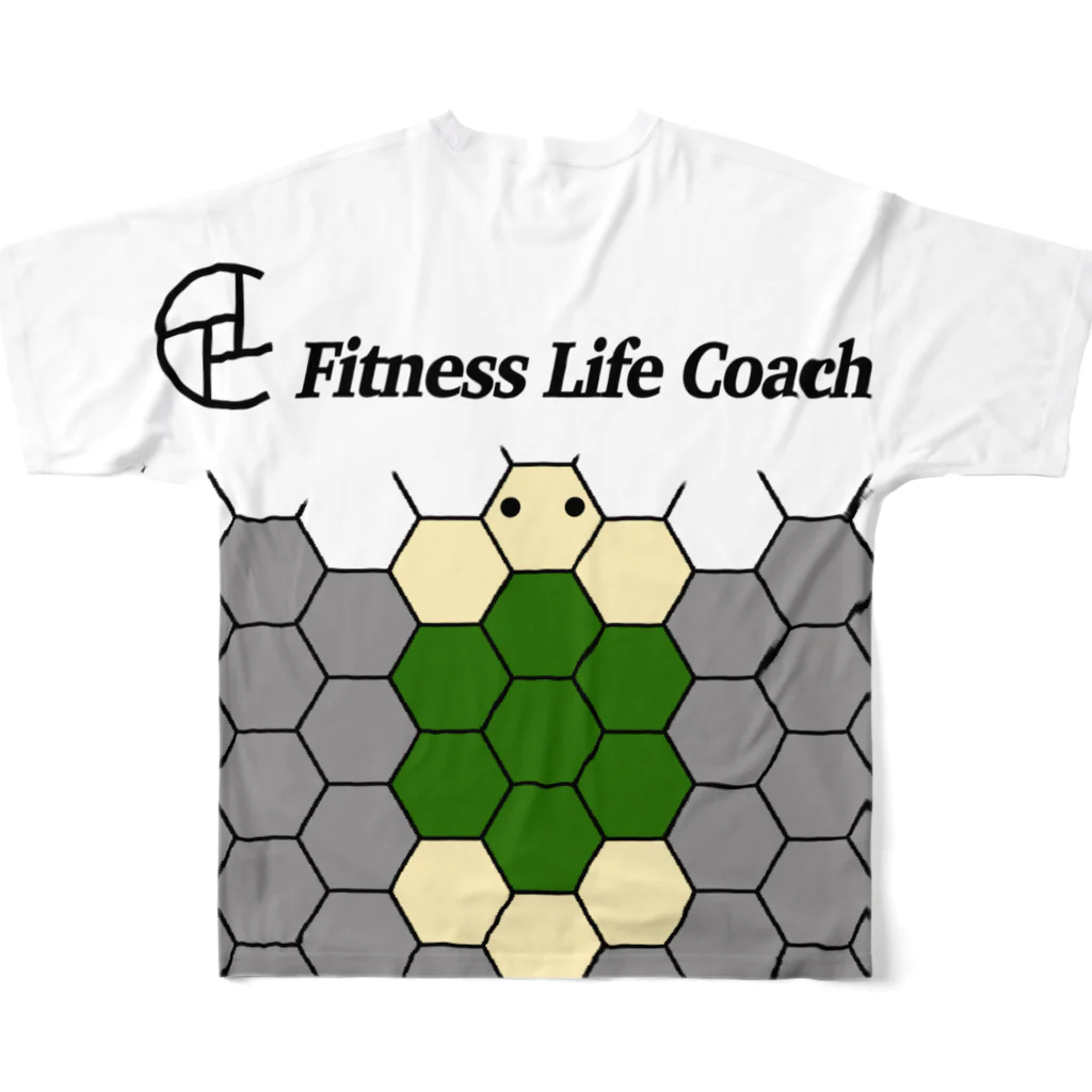 Fitness Life CoachのタートルTシャツ　fitness life coach トレーニングウェア All-Over Print T-Shirt :back