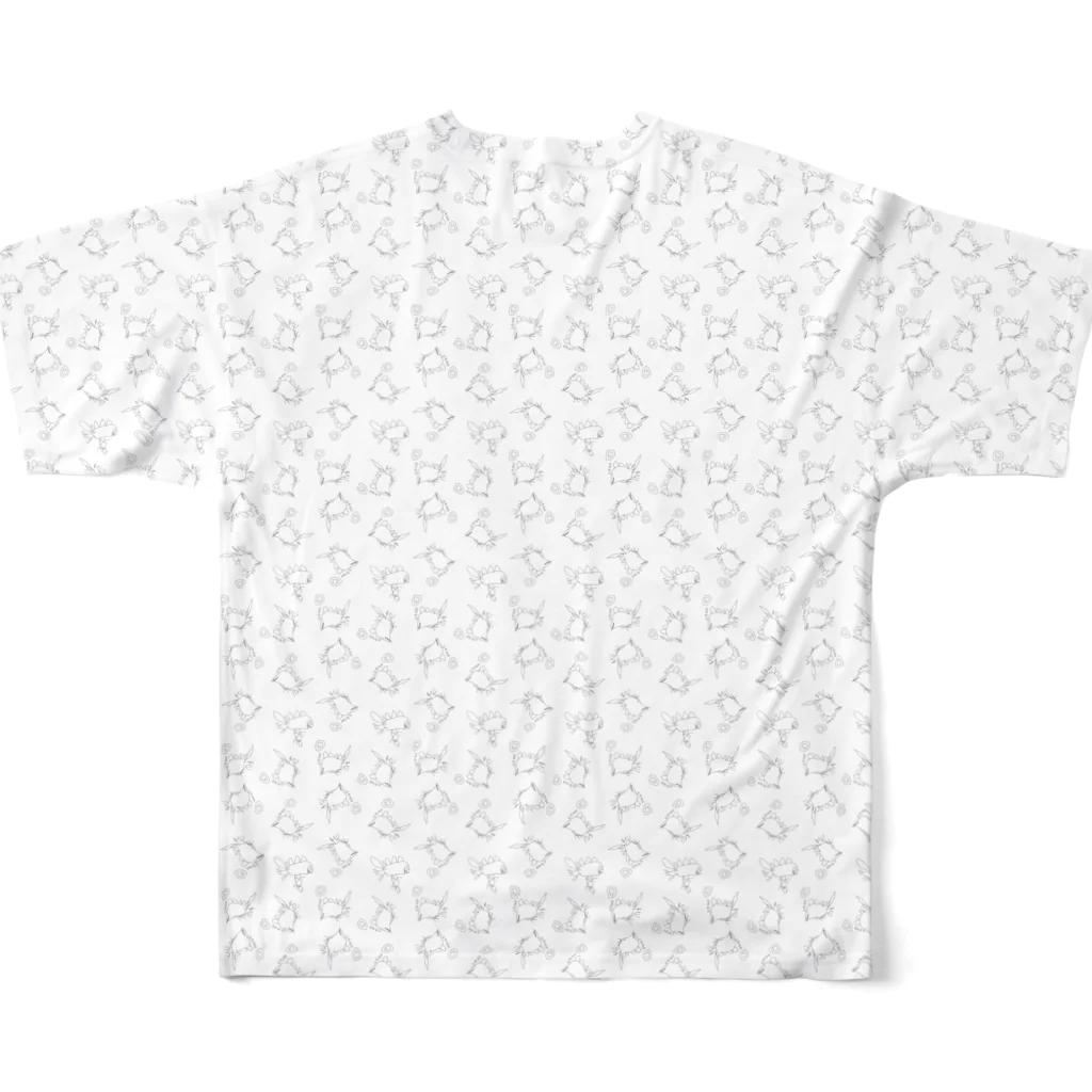 きょうりゅうしきのお茶が飲みたい恐竜 All-Over Print T-Shirt :back