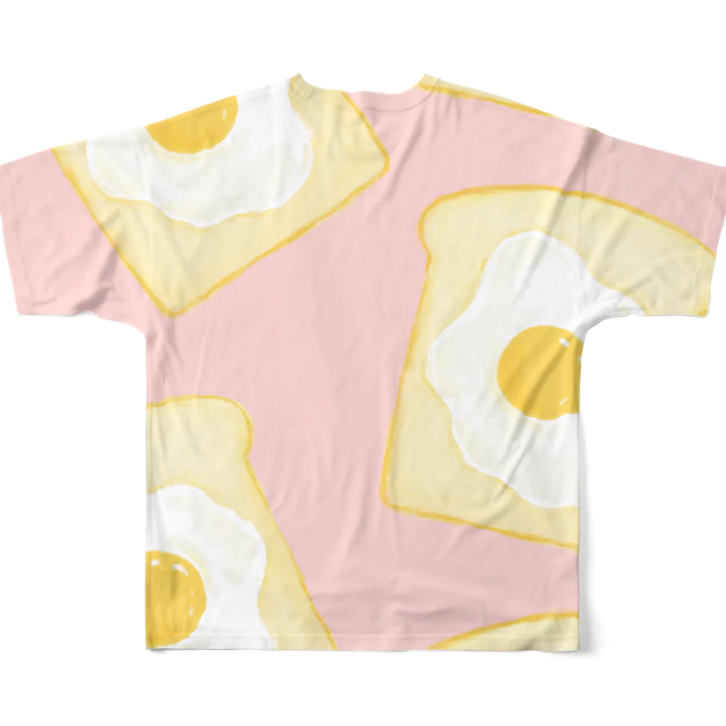 omochi.のおみせ🌼の目玉焼きトースト(ピンク) All-Over Print T-Shirt :back