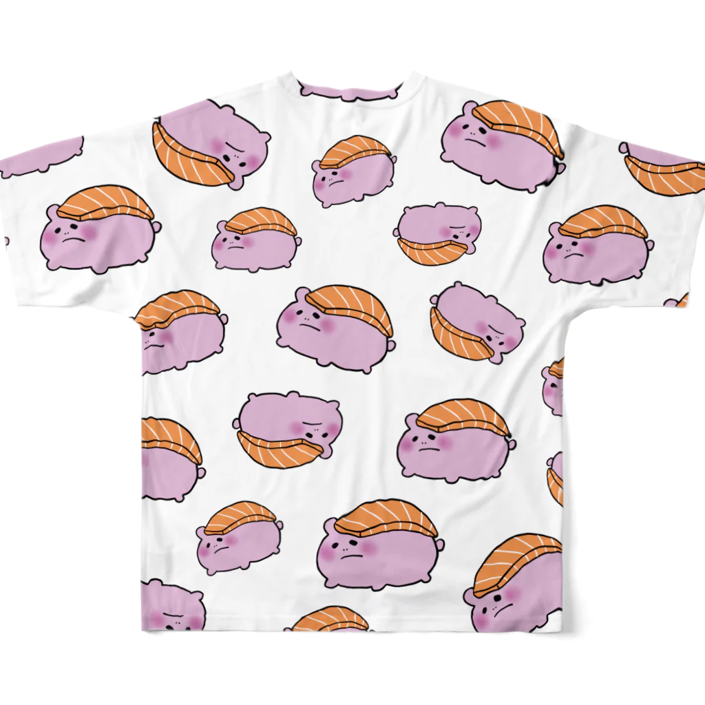 PIKIMONのぴきずし SALMON 総柄T フルグラフィックTシャツの背面