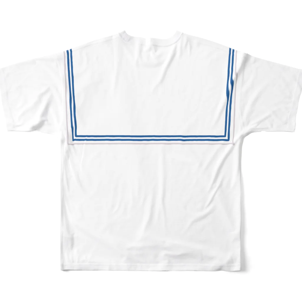 杜の魚のセーラー風（白に青ライン） フルグラフィックTシャツの背面