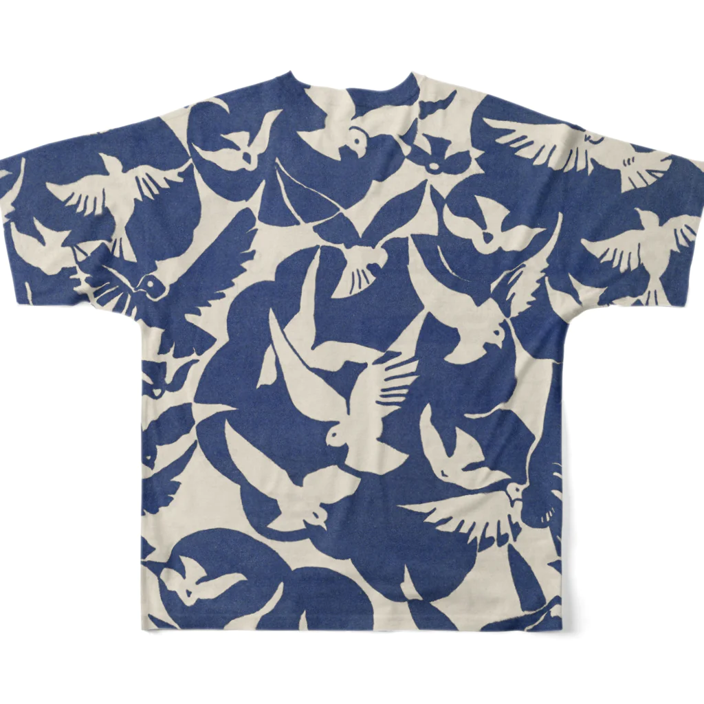 fullTshirt_PublicDoのPigeons in white and blue 1928 フルグラフィックTシャツの背面