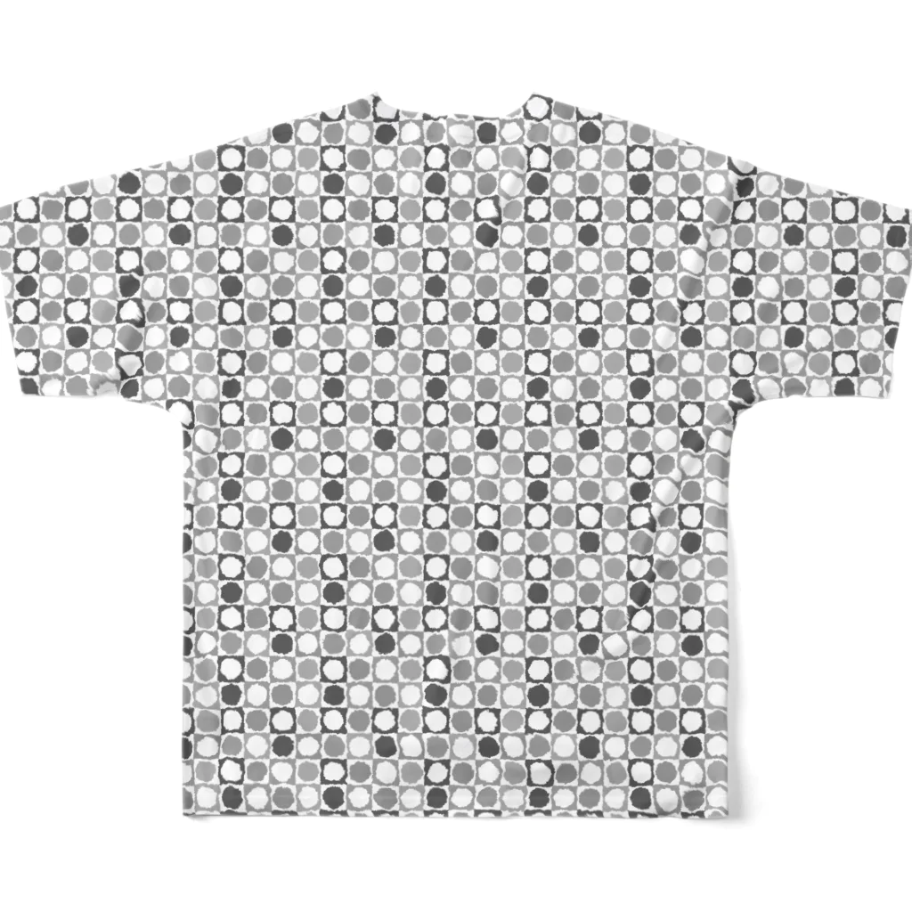 きまぐれノーティのきまぐれWa風「MaruSikaku市松」_錫色（すずいろ） フルグラフィックTシャツの背面