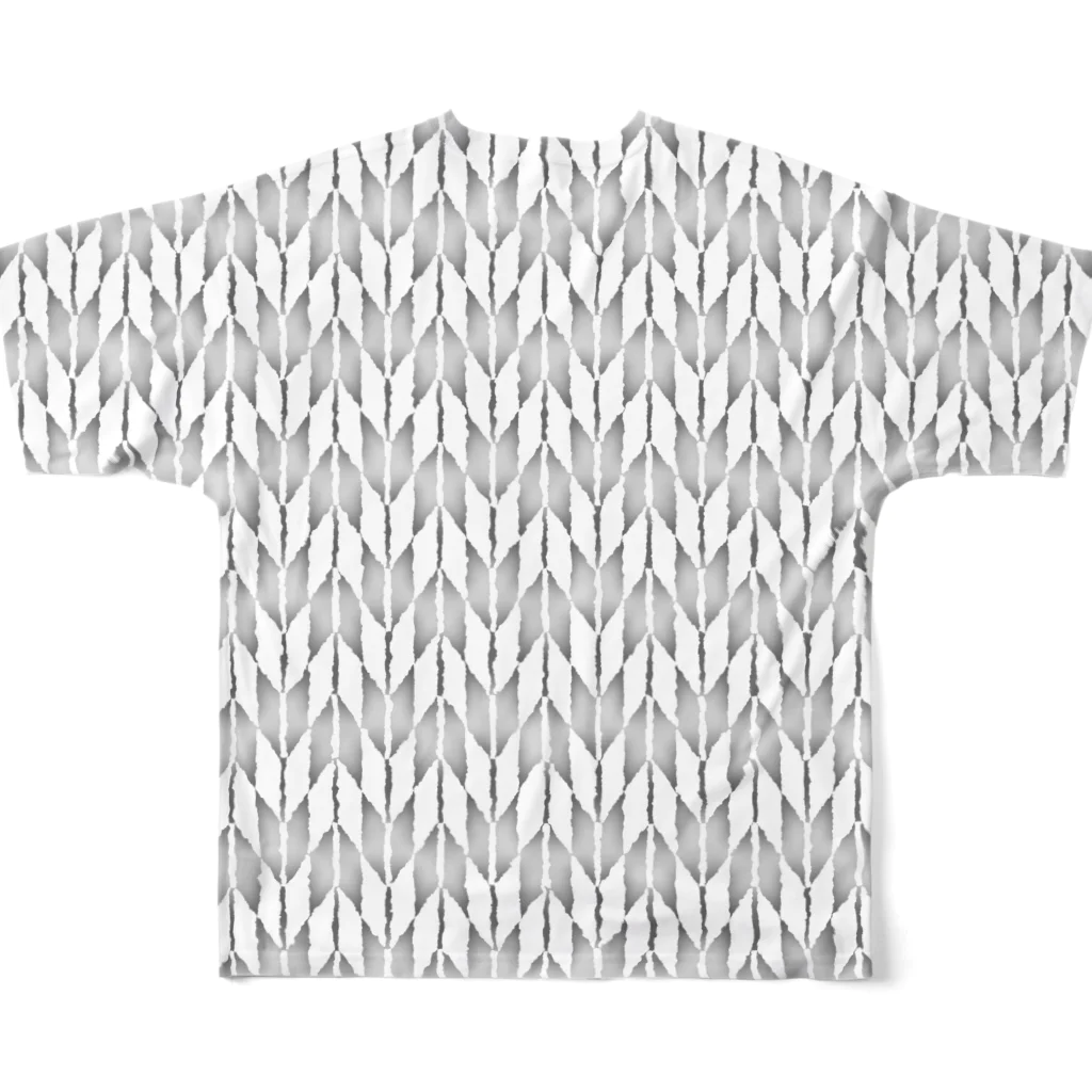 きまぐれノーティのきまぐれWa風「矢絣」_錫色（すずいろ） All-Over Print T-Shirt :back