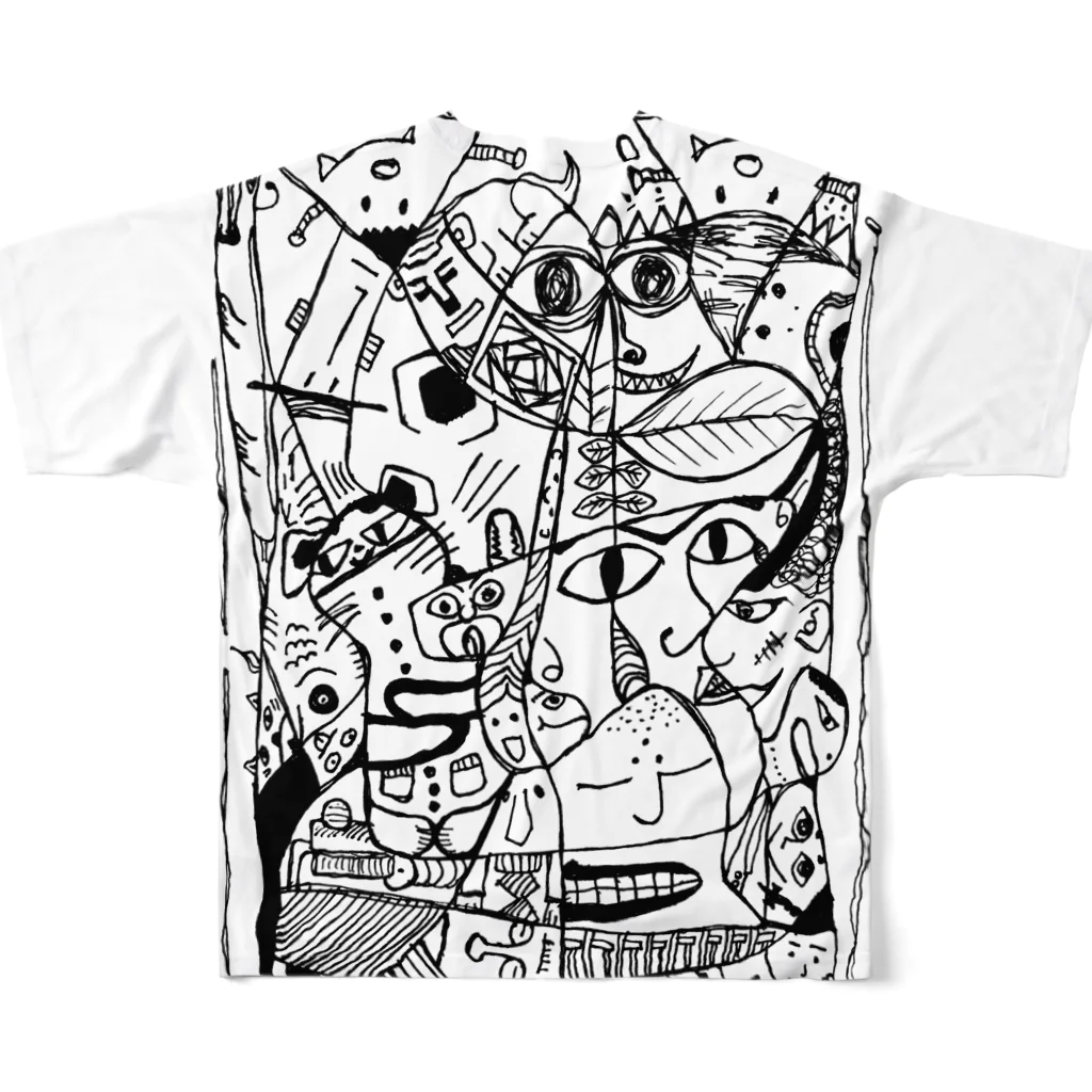 ZIGZIG CIDER GRAPHICのいろんな所にいろんな顔 All-Over Print T-Shirt :back