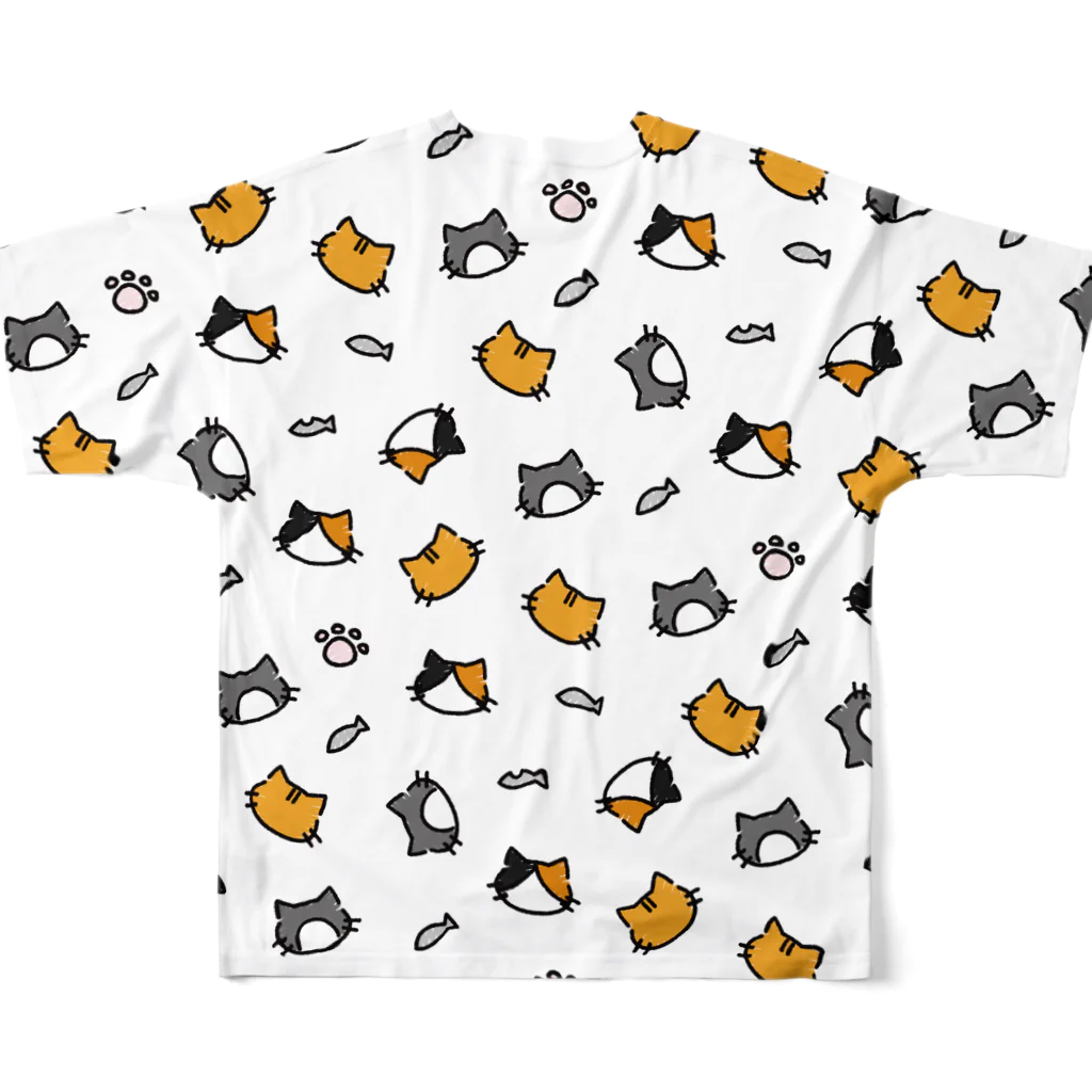 Pのねこがいっぱい フルグラフィックTシャツの背面