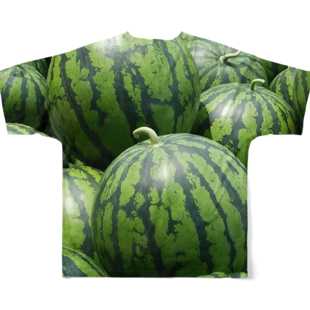 くまくま農園のすいかゴロゴロ All-Over Print T-Shirt :back