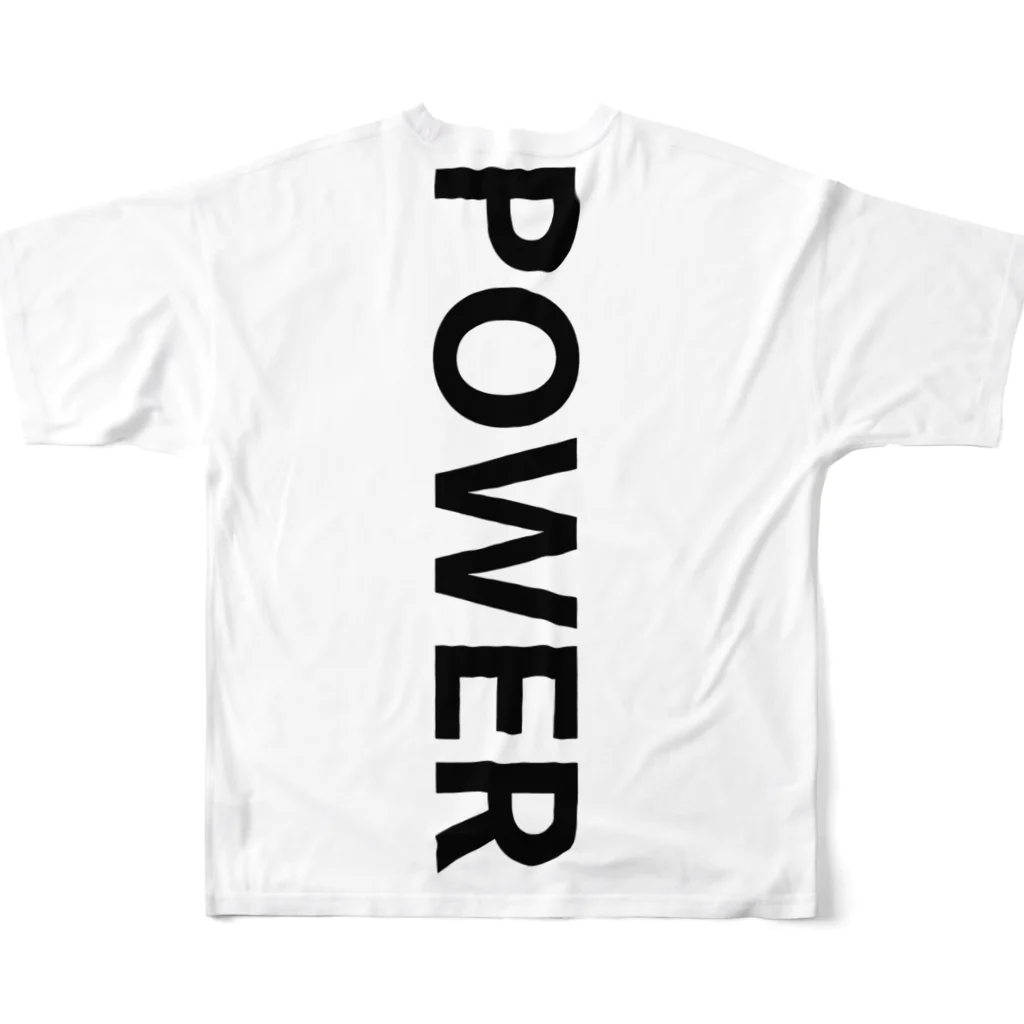 シンプル屋の力こそパワー フルグラフィックTシャツの背面