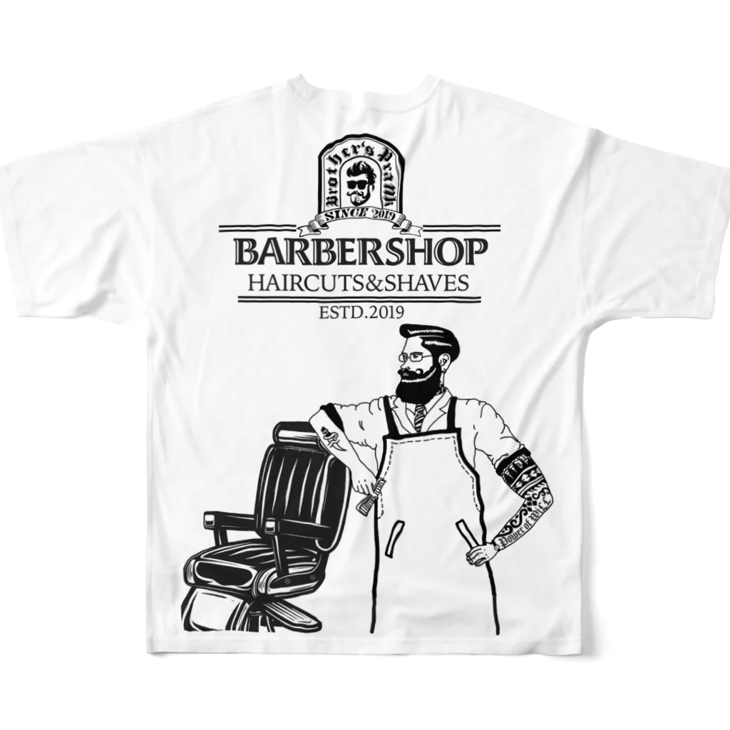 月詩のbarber shop All-Over Print T-Shirt :back