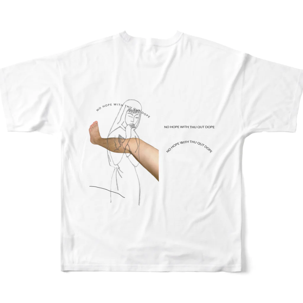 KOHEI SAITOのNO HOPE WITH THU QUT DOPE フルグラフィックTシャツの背面