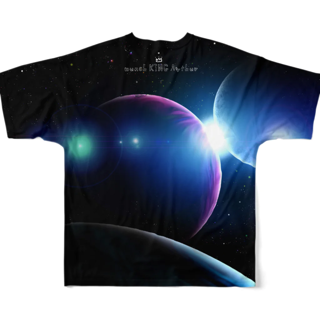 マンチカンのアーサーの宇宙猫 フルグラフィックTシャツの背面