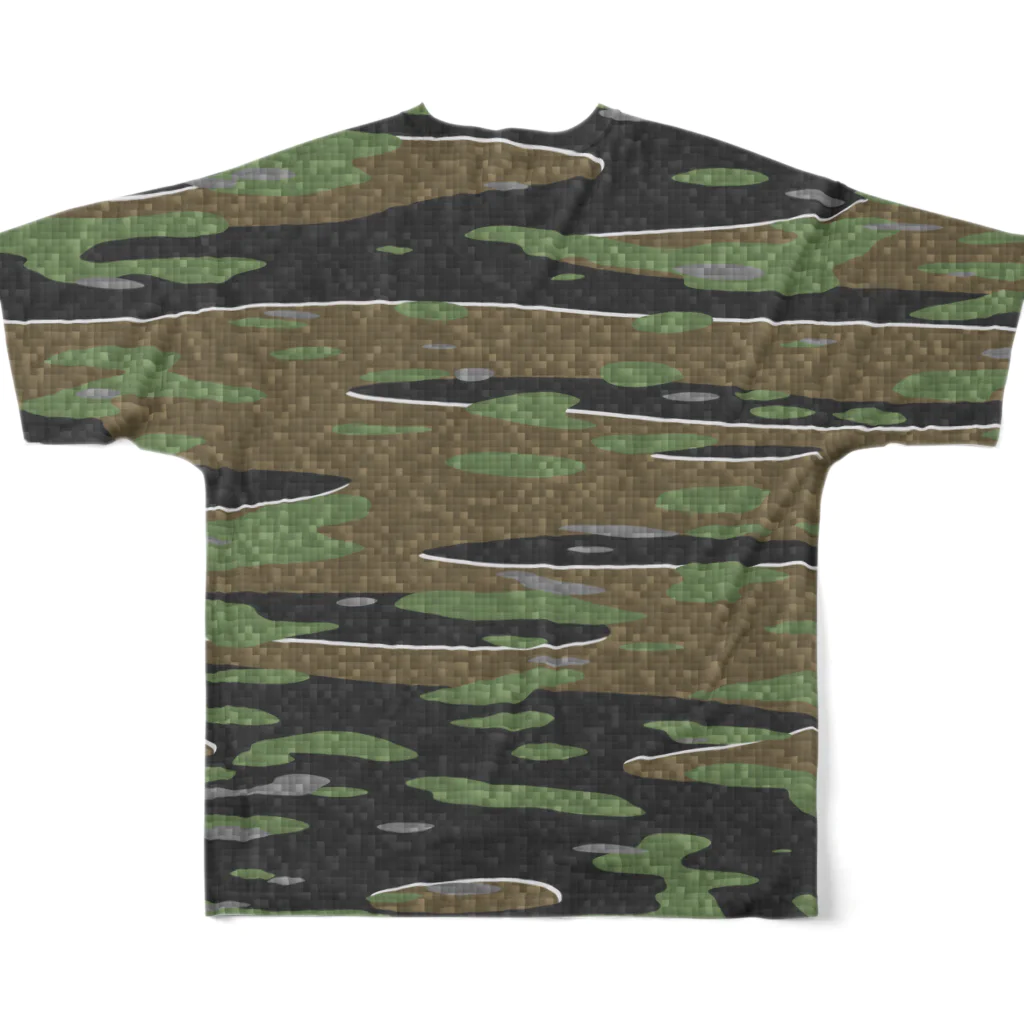 Military Casual LittleJoke のCamoTiger タイガーストライプ風 布風迷彩 サバゲー装備 All-Over Print T-Shirt :back