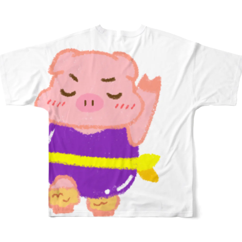 竜堂のハッピーワクワク堂のアゲモノズブタくん　ノリノリTシャツ フルグラフィックTシャツの背面