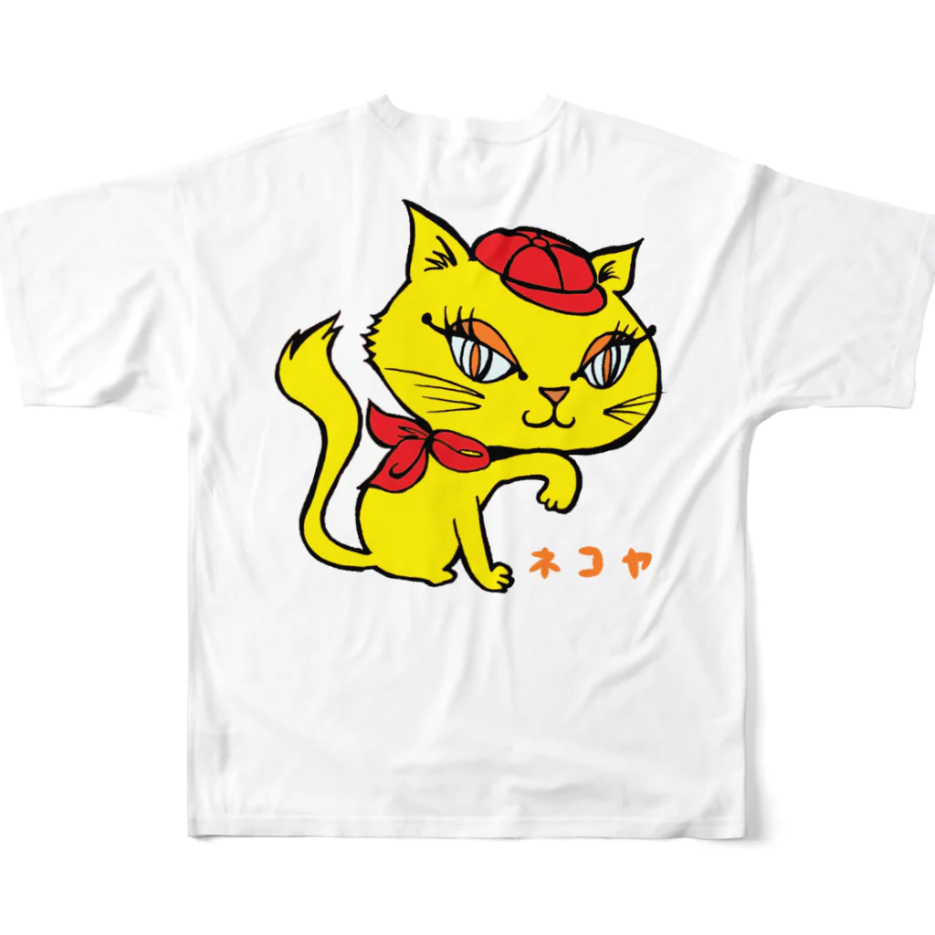 「中華居酒屋 ねこや」マーチャンダイズストアのねこや-ミミちゃんグッズ(猫家、straycat) All-Over Print T-Shirt :back