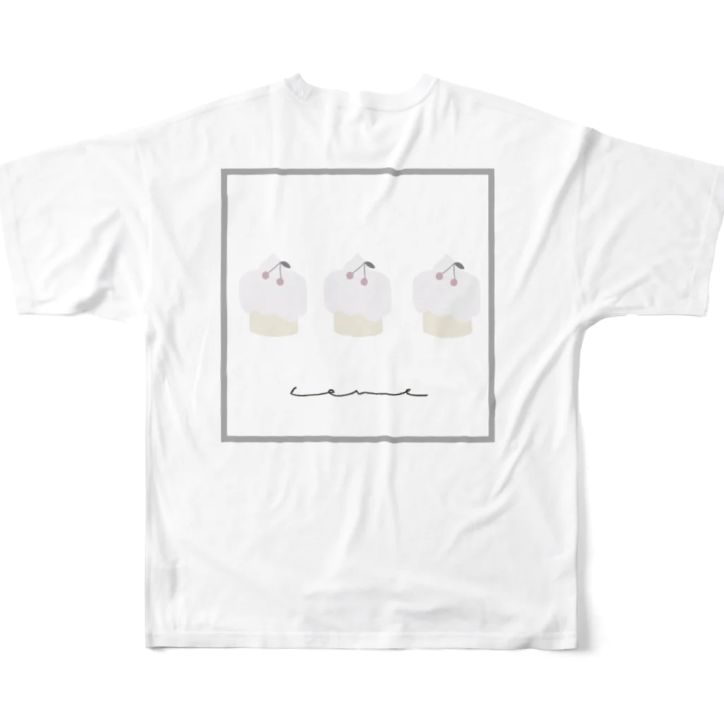 rilybiiの3 cupcake 🧁 フルグラフィックTシャツの背面