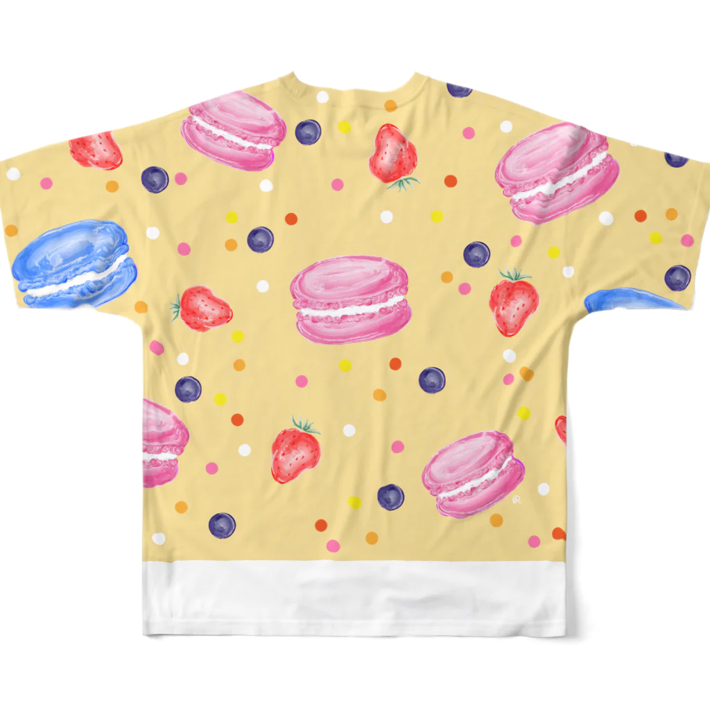 楽師天 痩世帯のマカロンいちご All-Over Print T-Shirt :back