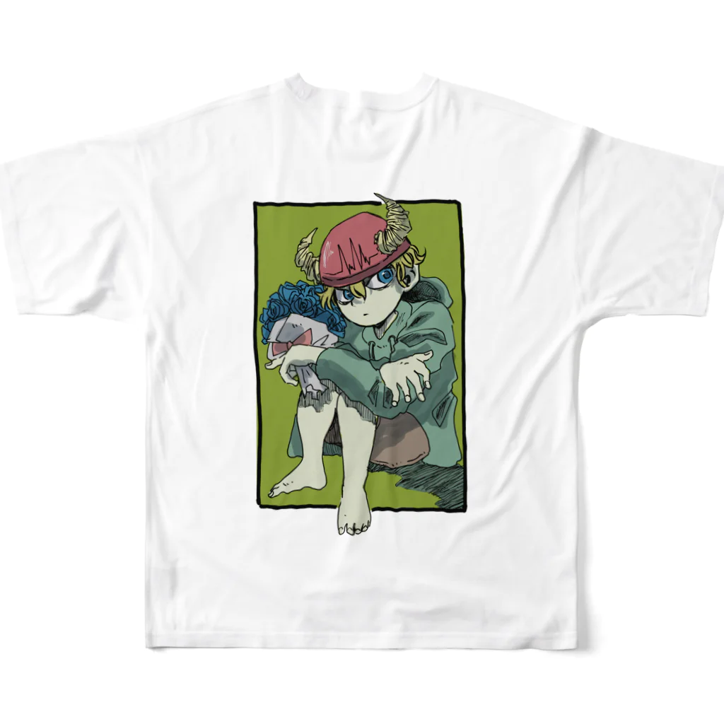 怪獣流通センターの独りぼっち怪獣と花束（奇跡） All-Over Print T-Shirt :back