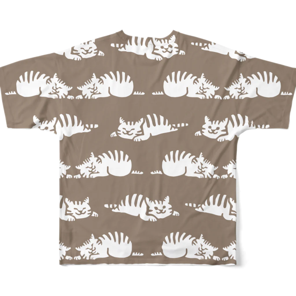 オガタミホのしましまマーチ　茶色 All-Over Print T-Shirt :back