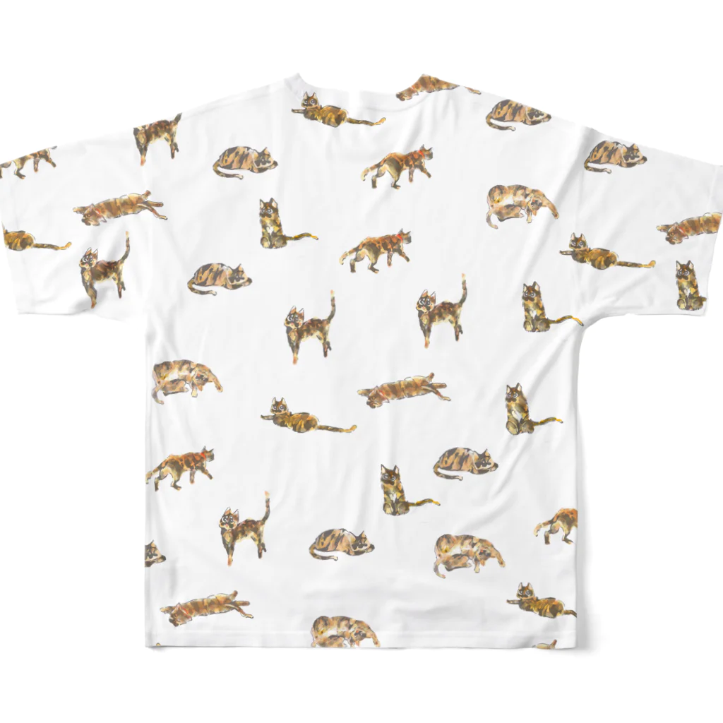 ✧˖°◝˖✧まんまるピヨ吉˖✧◝˖✧。のサビ猫だらけ All-Over Print T-Shirt :back