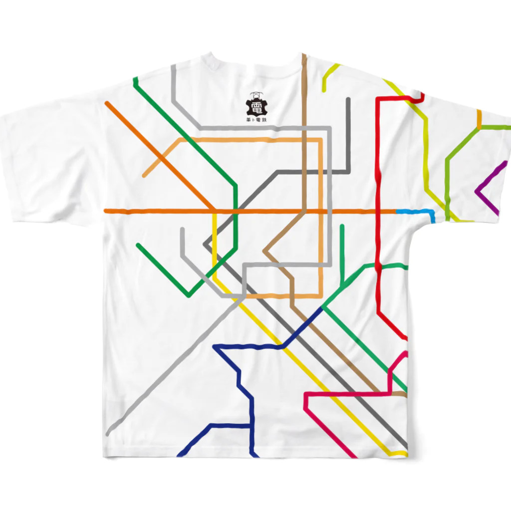 浅草車輌製作所車輌基地のEveryday Route Color フルグラフィックTシャツの背面