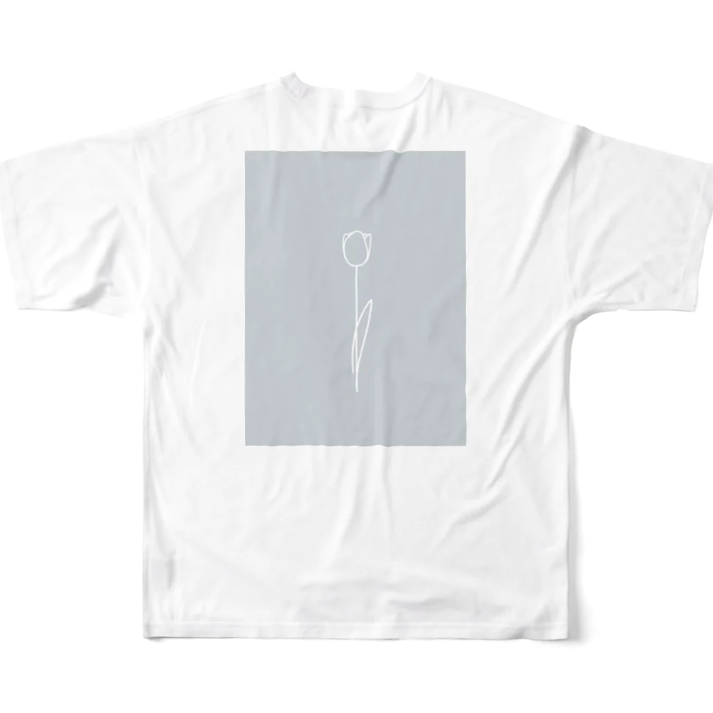 rilybiiのWhite Flower babygrayBlue フルグラフィックTシャツの背面