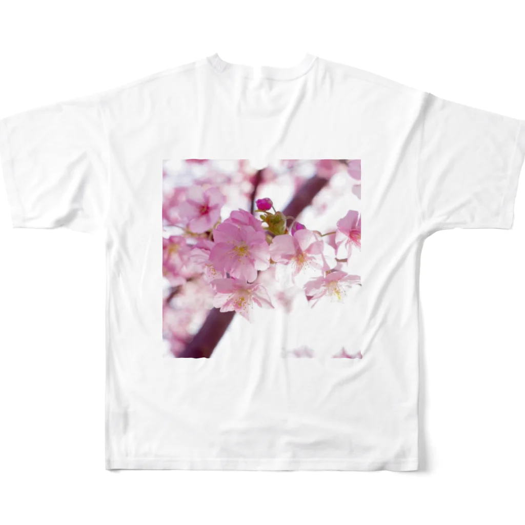 Broken Angelの桜の花とピンクの麻 フルグラフィックTシャツの背面