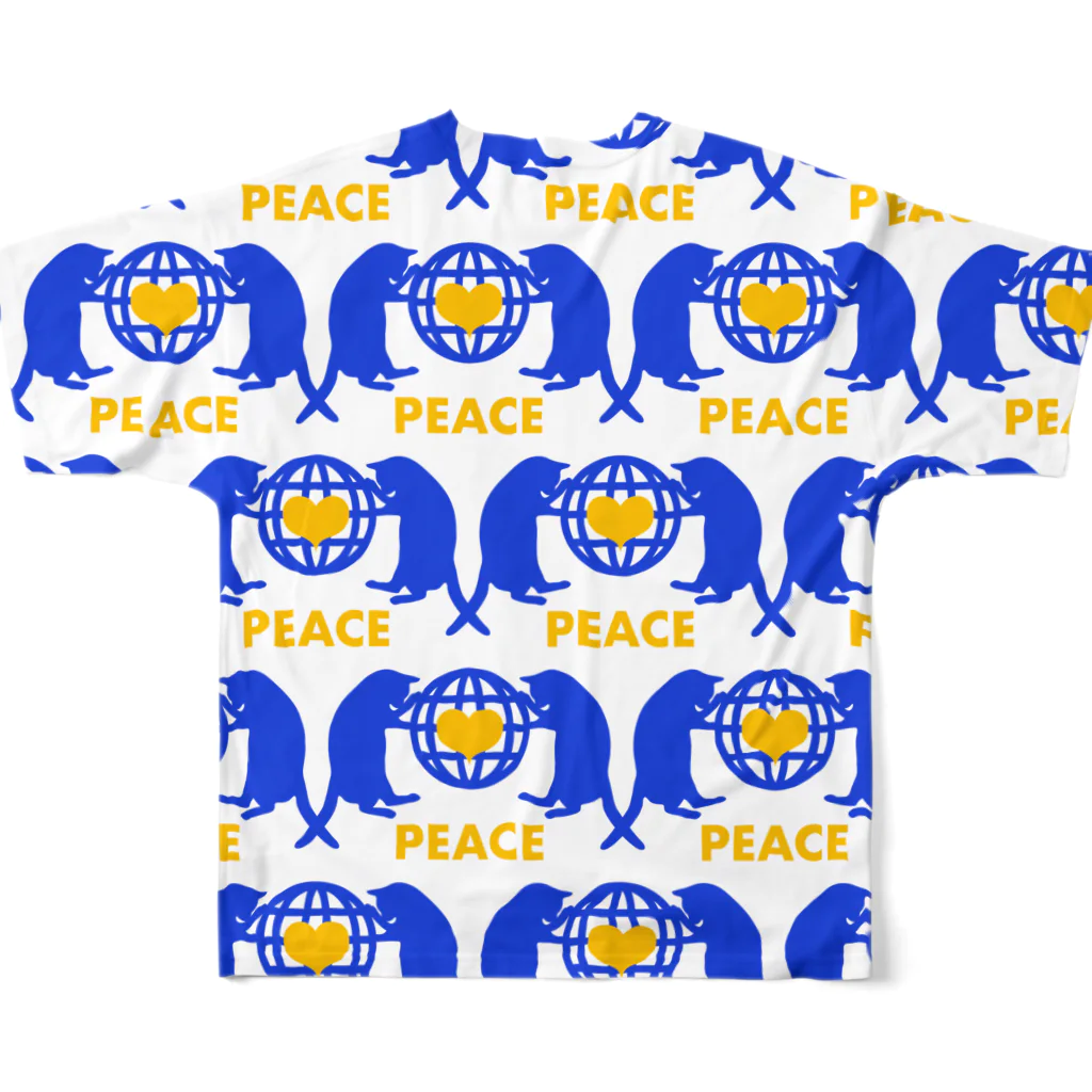 保護猫支援ショップ・パール女将のお宿のpeace フルグラフィック フルグラフィックTシャツの背面