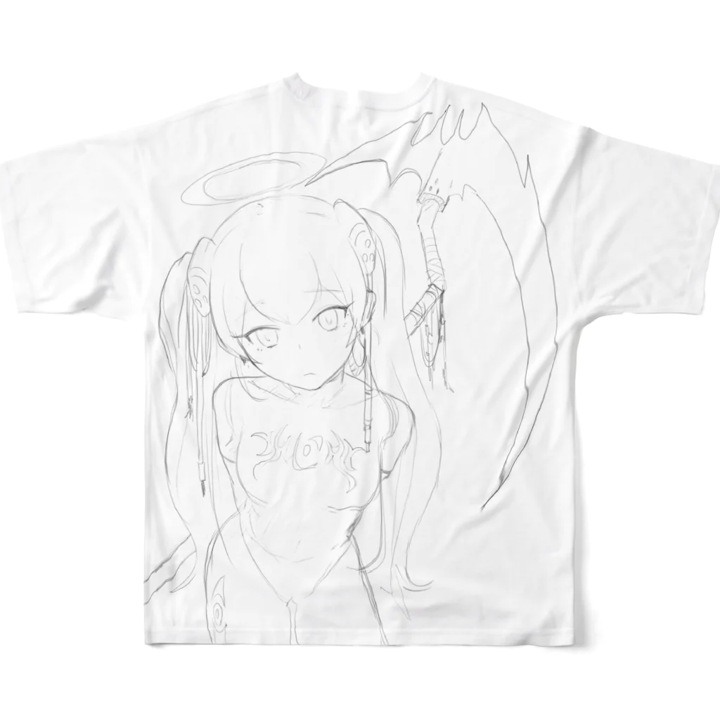 Healthy CreamのBatt3ry t3nshi フルグラフィックTシャツの背面