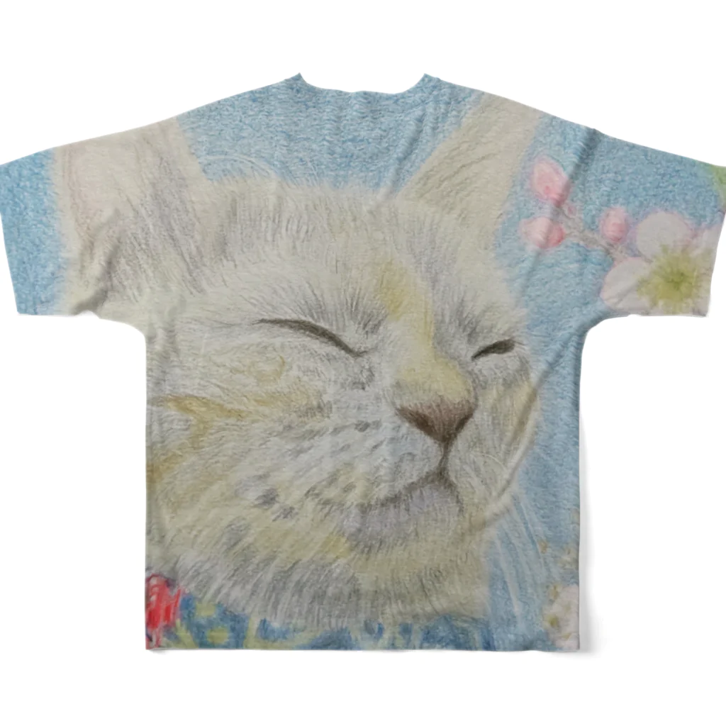 理絵のねこ ぬくぬく フルグラフィックTシャツの背面