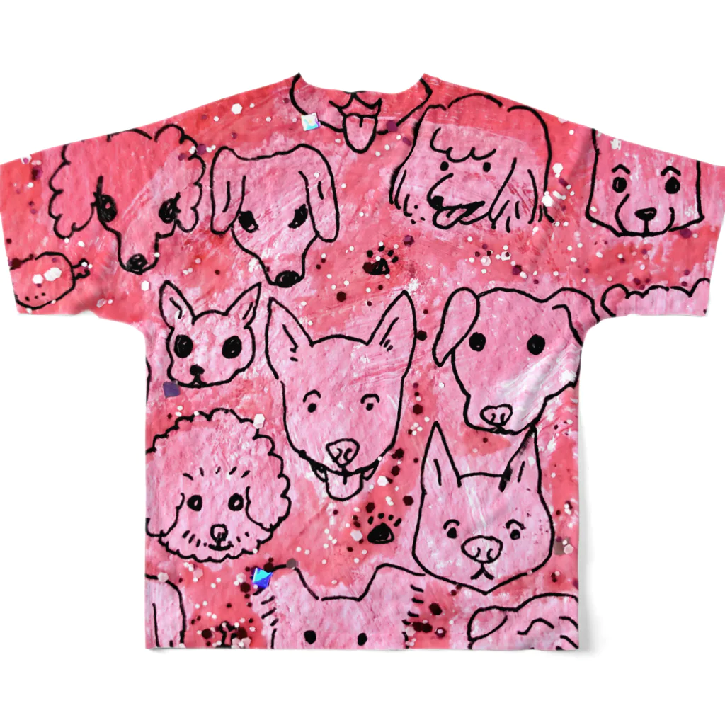 三姉妹とウフフのお店の犬犬犬 フルグラフィックTシャツの背面