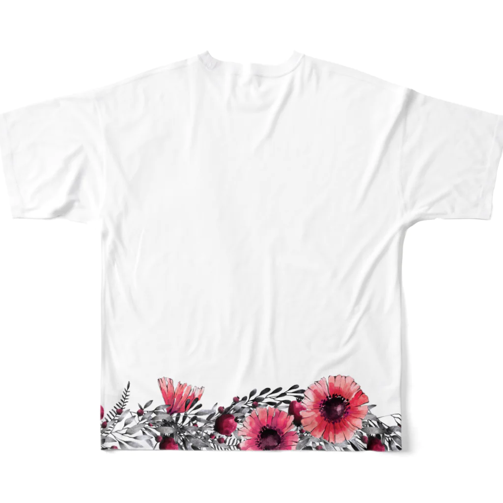 SANKAKU DESIGN STOREのFlower for waist circumference / WINTER All-Over Print T-Shirt :back