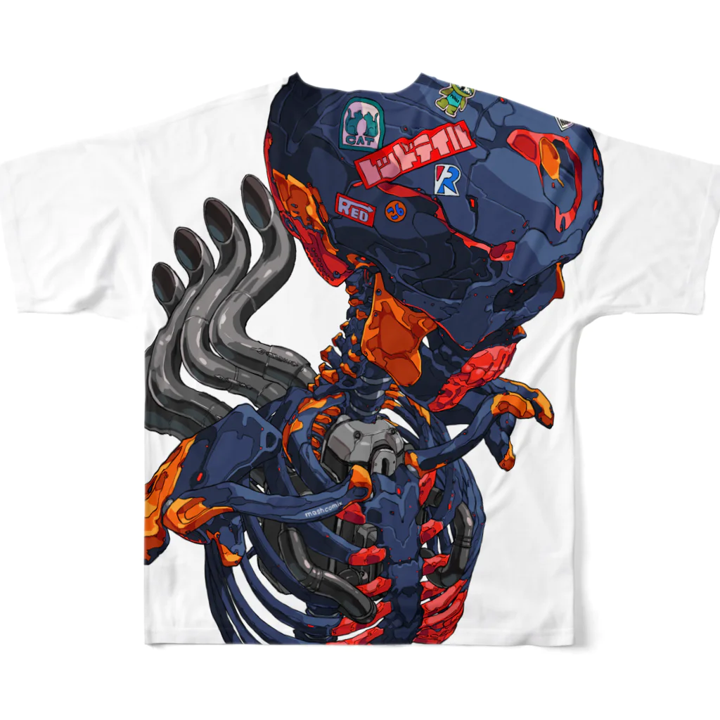 REDTAILのEnhanced skeleton + Moto engine All-Over Print T-Shirt :back
