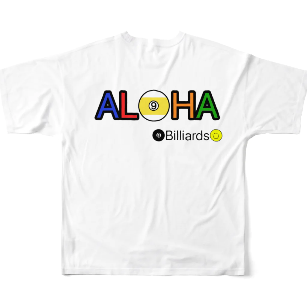 LOCO.AYAのALOHA Billiards ビリヤード デザイン フルグラフィックTシャツの背面