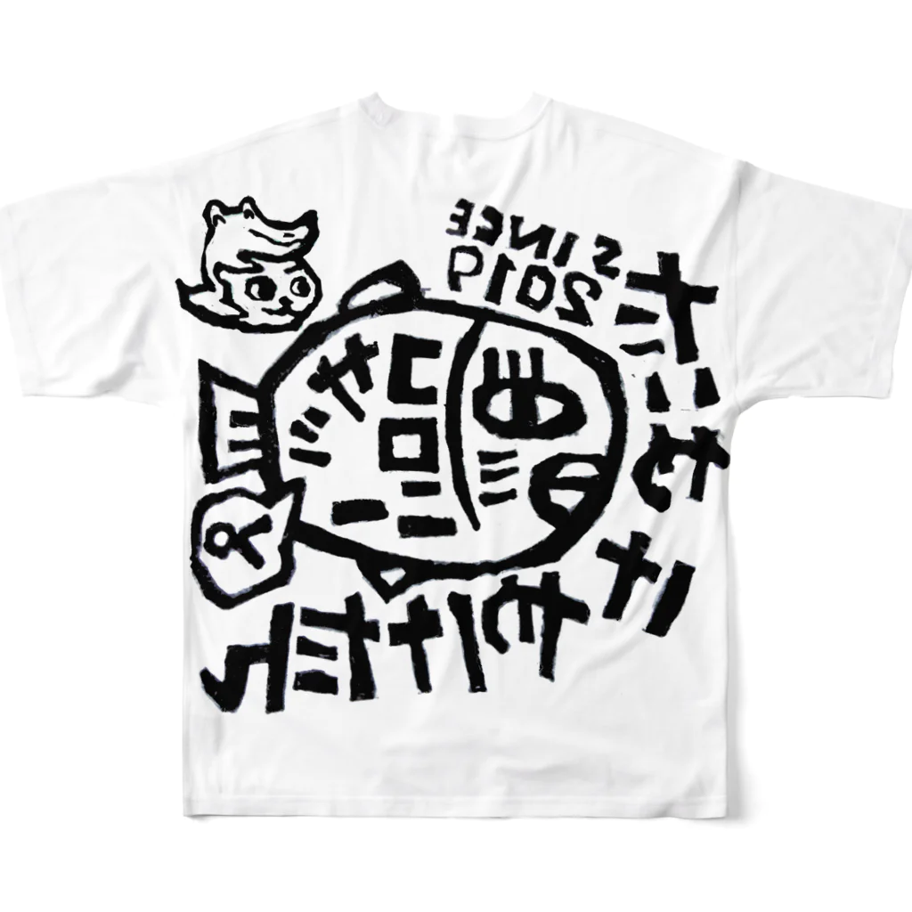 karmatea443のたいやけやけたん×ワニダーランドコラボフルグラTシャツ🐠🐊 All-Over Print T-Shirt :back