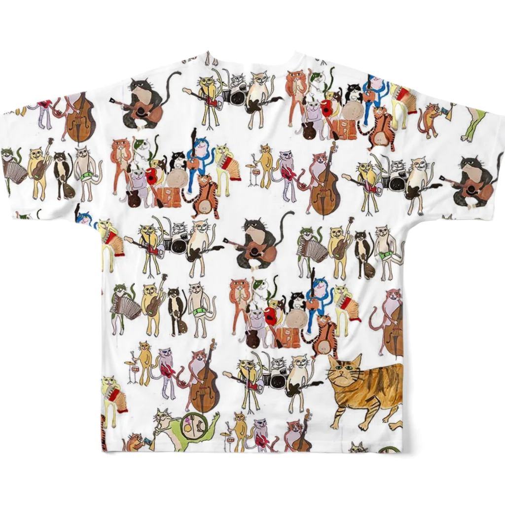 平和と書いて猫と読むの猫と読んで平和と書く All-Over Print T-Shirt :back