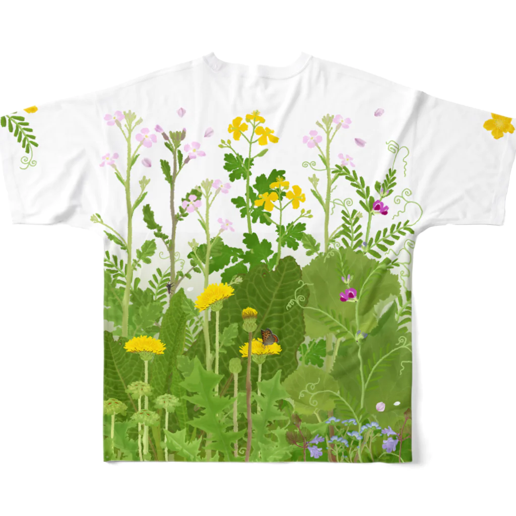 雁花工房（寄付アイテム販売中です）の「XLサイズ専用」春の野原 フルグラフィックTシャツの背面