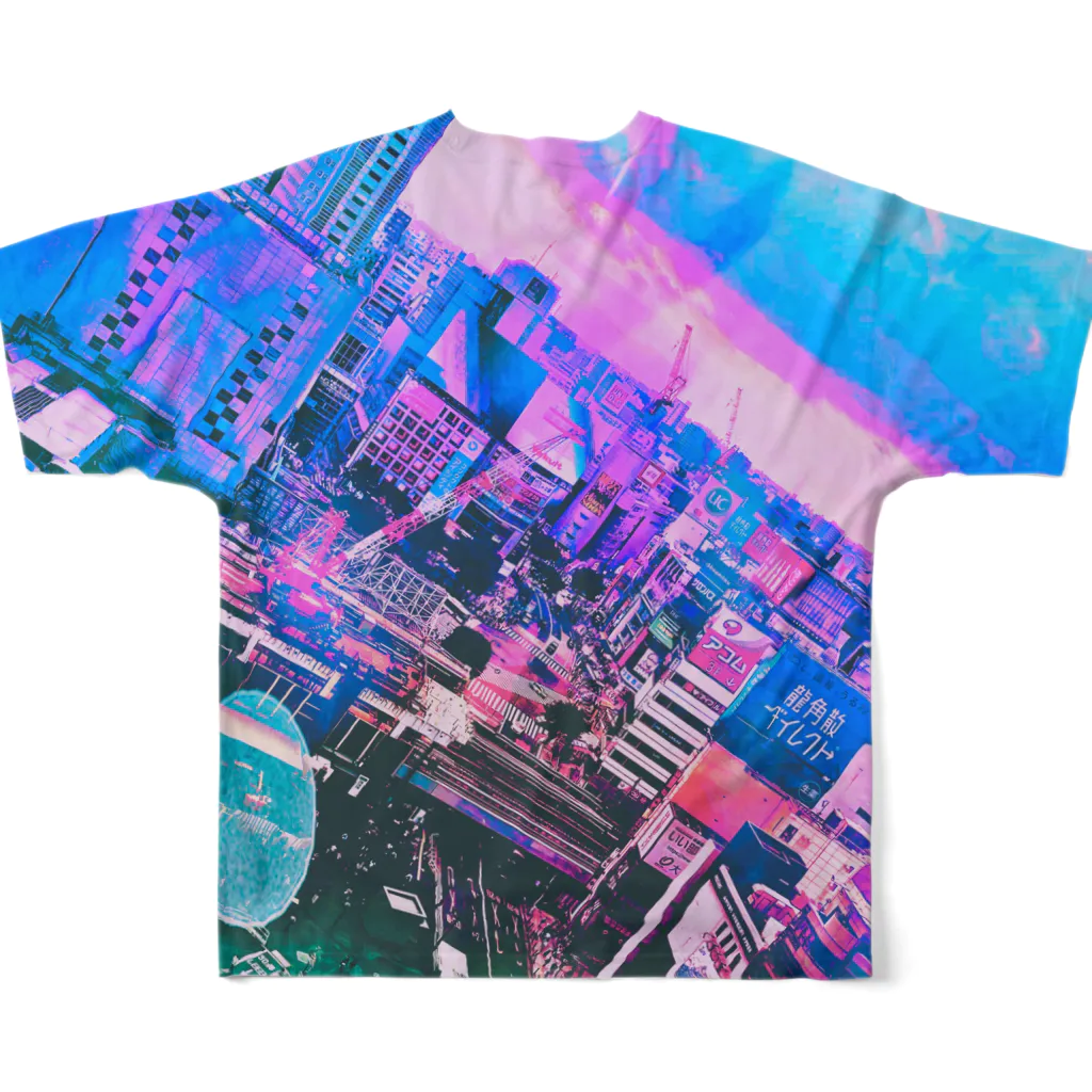 CageMaのCyber Neon Tokyo フルグラフィックTシャツの背面