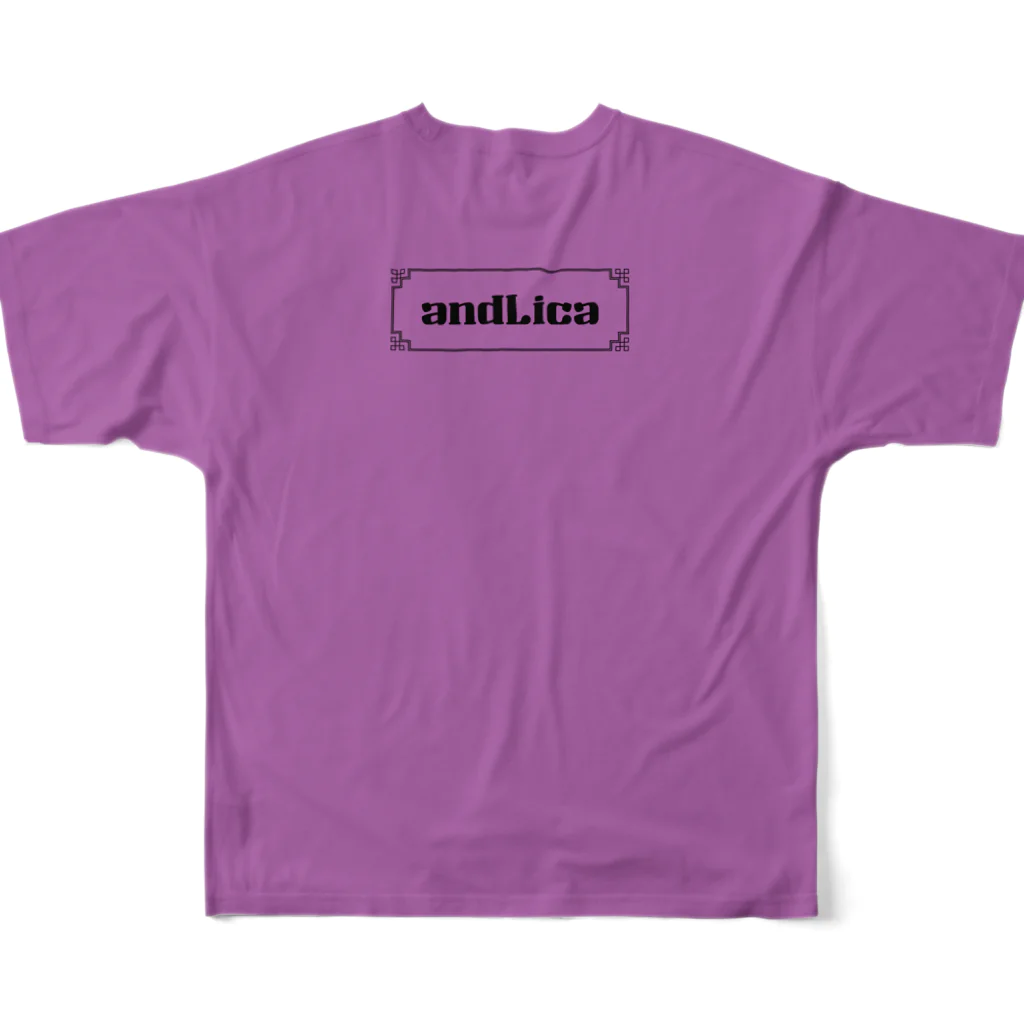 andLica|SUZURI支店のチュウカテイスト・ムラサキ フルグラフィックTシャツの背面