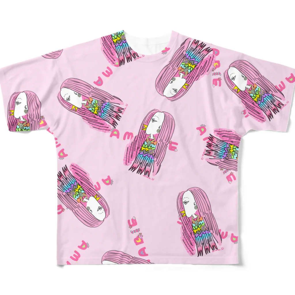 みかちんのアマビエ総柄🎀 All-Over Print T-Shirt