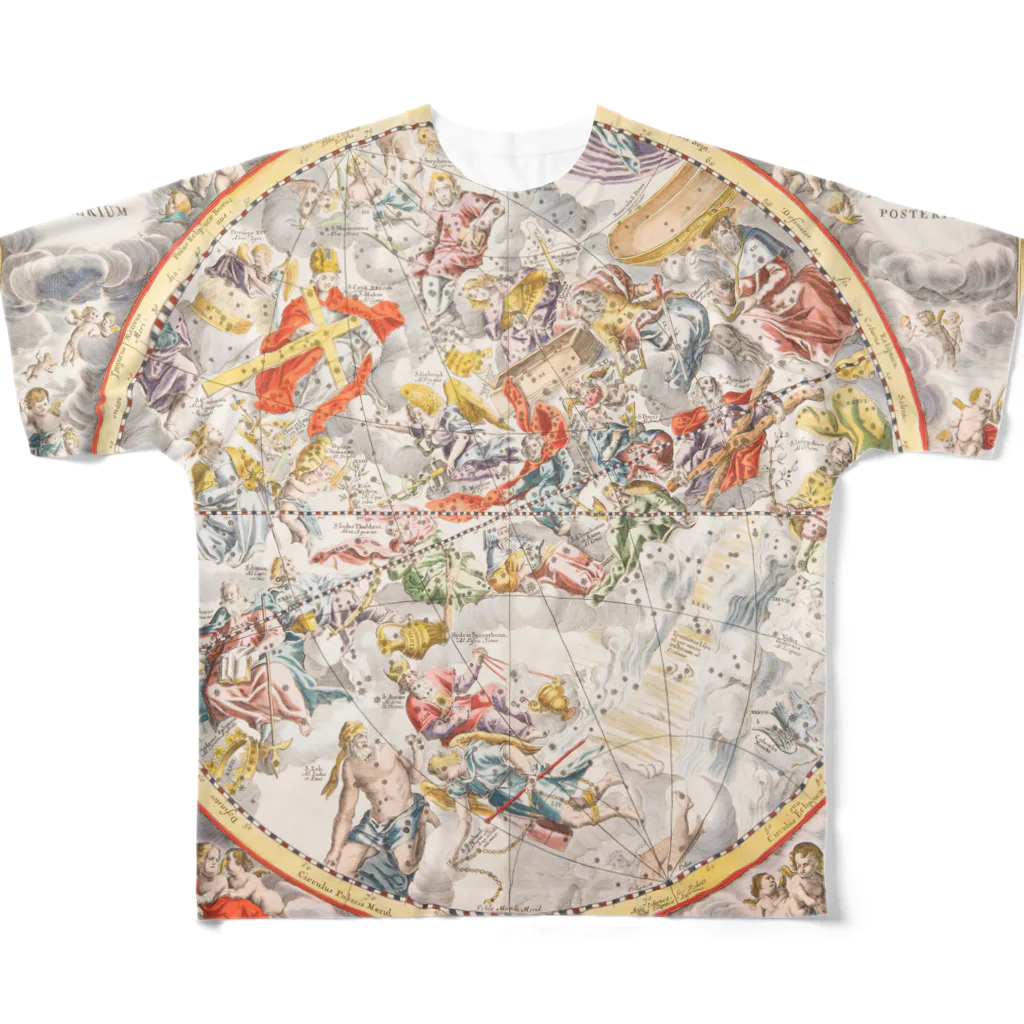 古書　天牛書店の17世紀の星図＜アンティークイラスト＞ フルグラフィックTシャツ