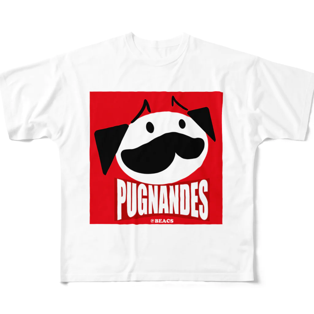 BEACSのPUGNANDES2022_Red フルグラフィックTシャツ