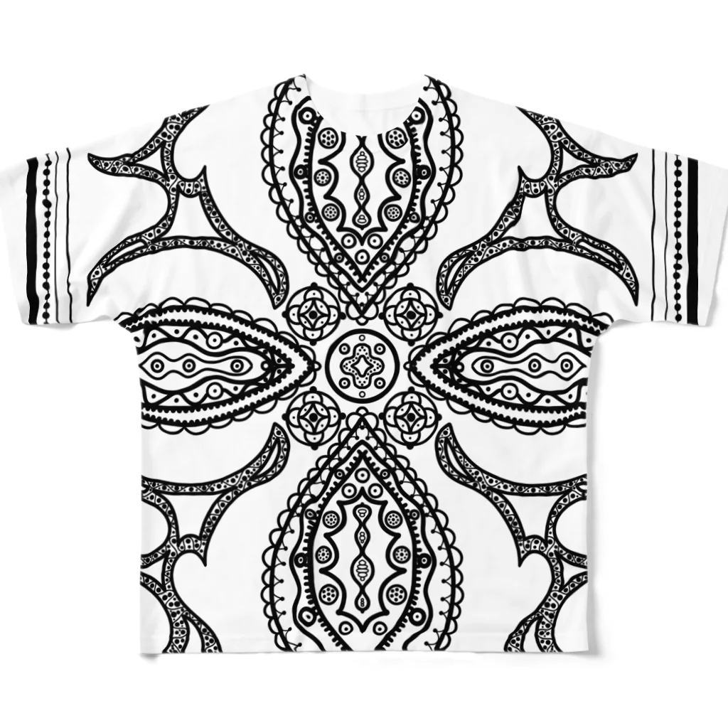 MisCreAntミスクリアントのクロス 花弁 フルグラフィックTシャツ