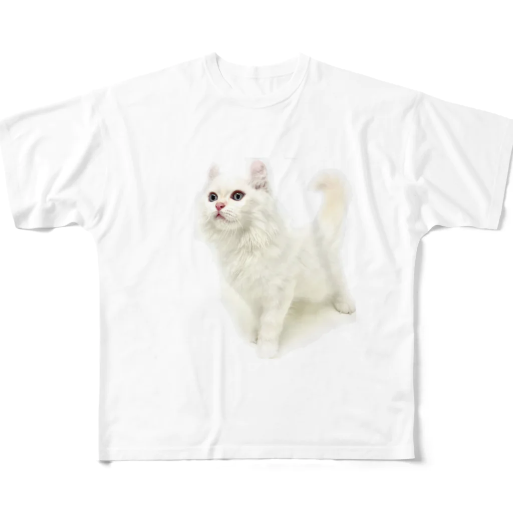 Milkoftheguineapigの白猫 フルグラフィックTシャツ