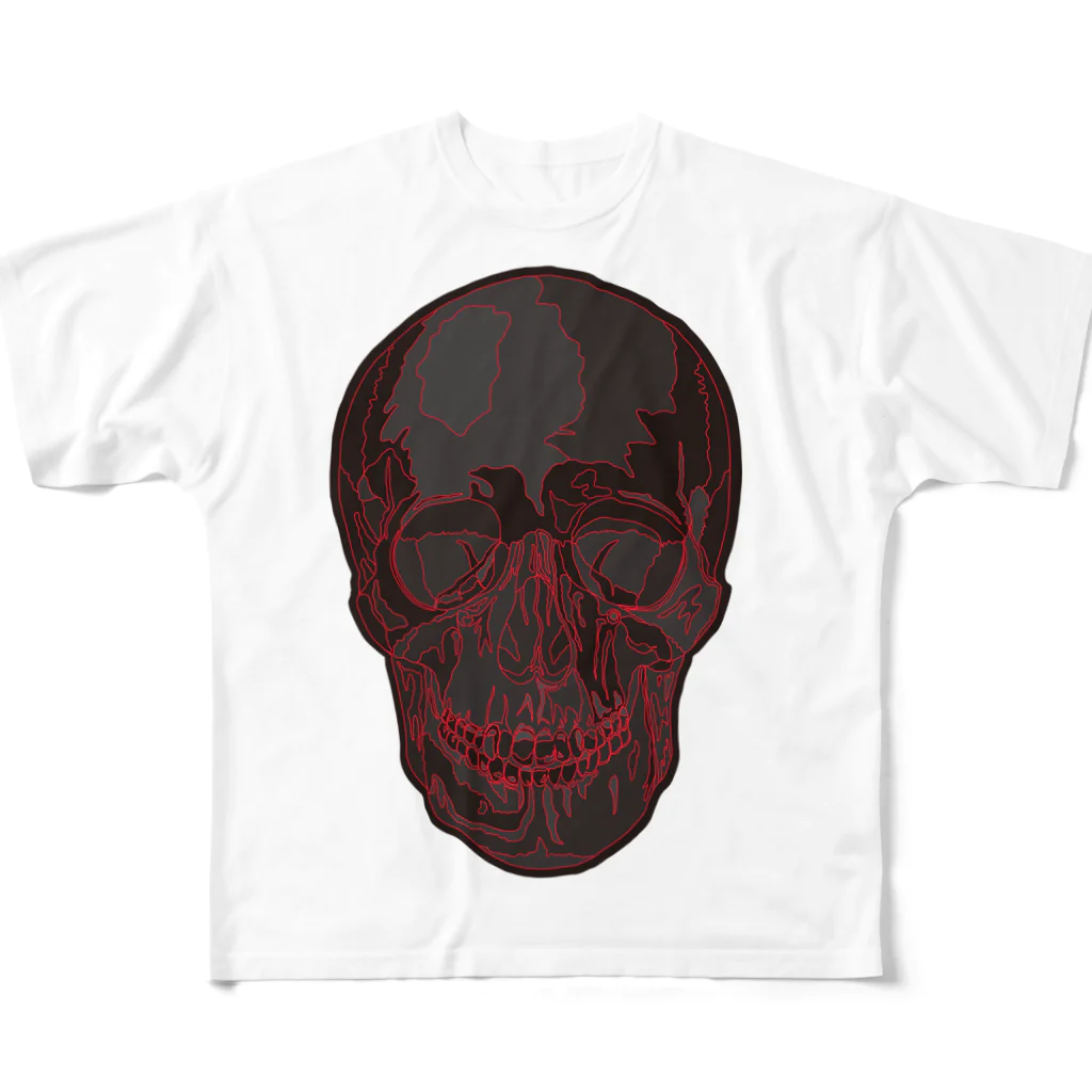 四六三のBlackSkull All-Over Print T-Shirt