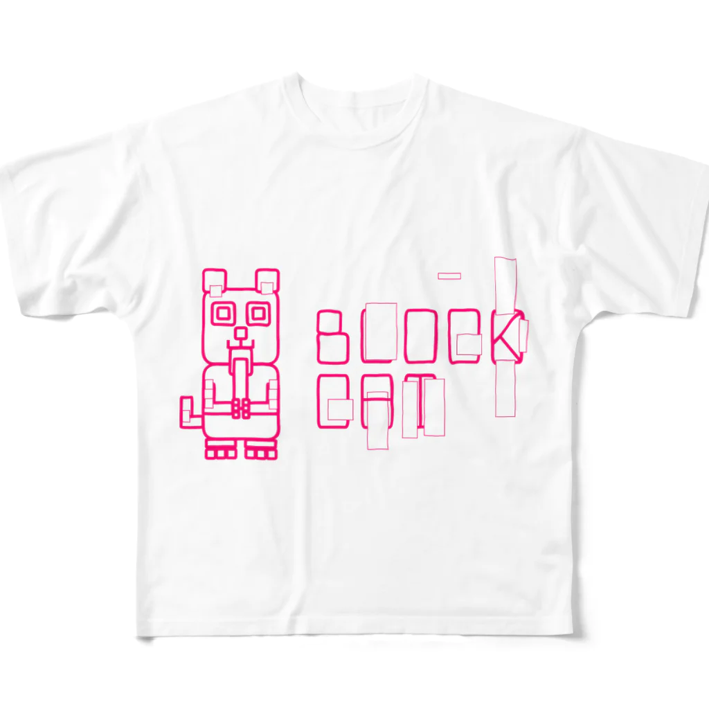 Rabbithumanaspetsの#BLOCKCAT（赤） All-Over Print T-Shirt