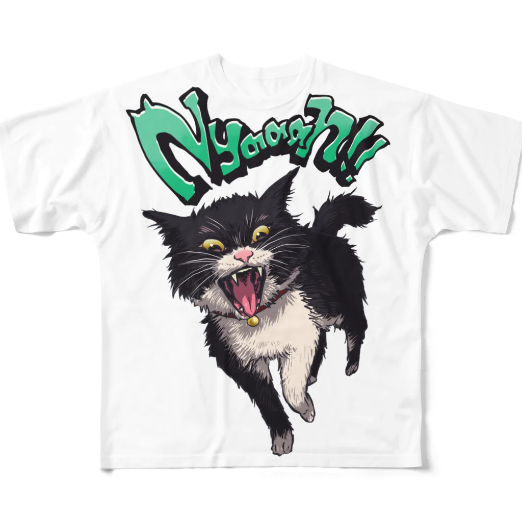 香山の荒ぶる猫様 フルグラフィックTシャツ