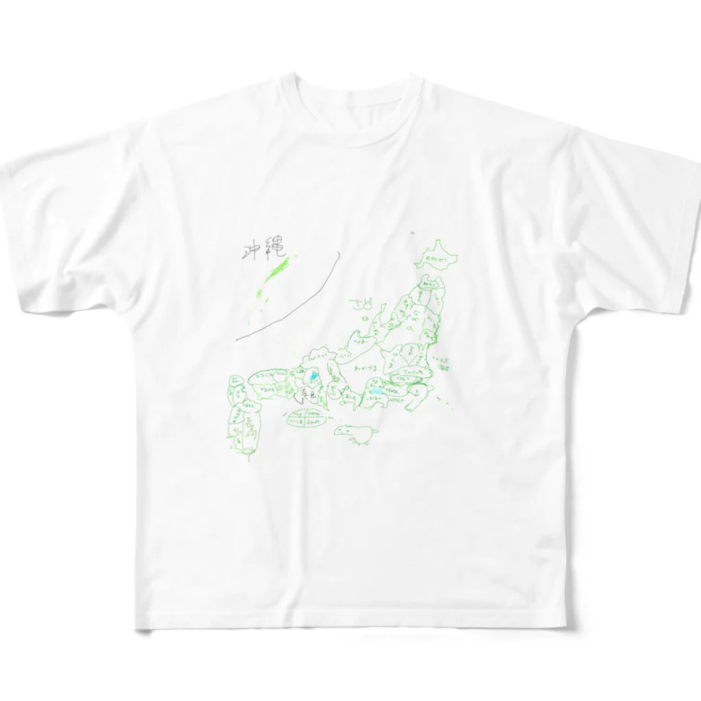 日本地理研究所のデンジャラス日本地図 フルグラフィックTシャツ