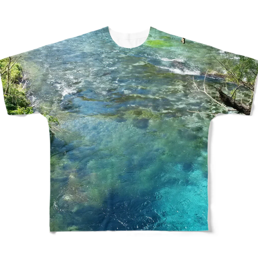 Bukuri のsyri i kaltër(ｼﾘｶﾙﾀ)川3-字無しtype- All-Over Print T-Shirt