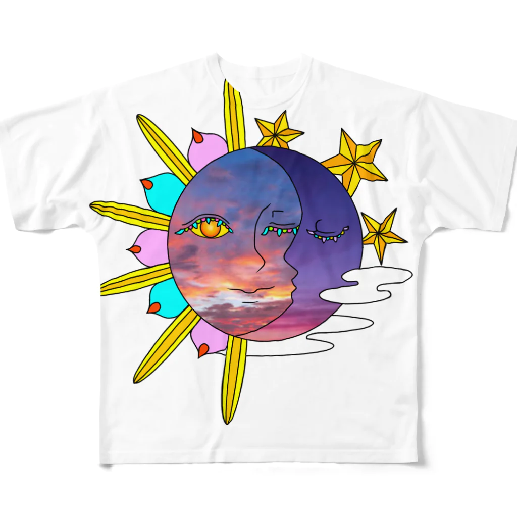 A-KatzelのEl sol y La luna フルグラフィックTシャツ